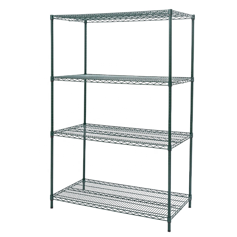 48"x24" Wire Shelving Industrial Heavy Duty Steel Racking System 4 Tiers Green Corrosion Protection Wire Shelving for Storage