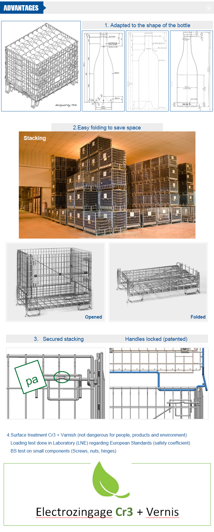 Heavy Duty Powder Coated Collapsible Stackable Logistics Rigid Steel Metal Wire Mesh Storage Pallet Cages 1000kg Capacity