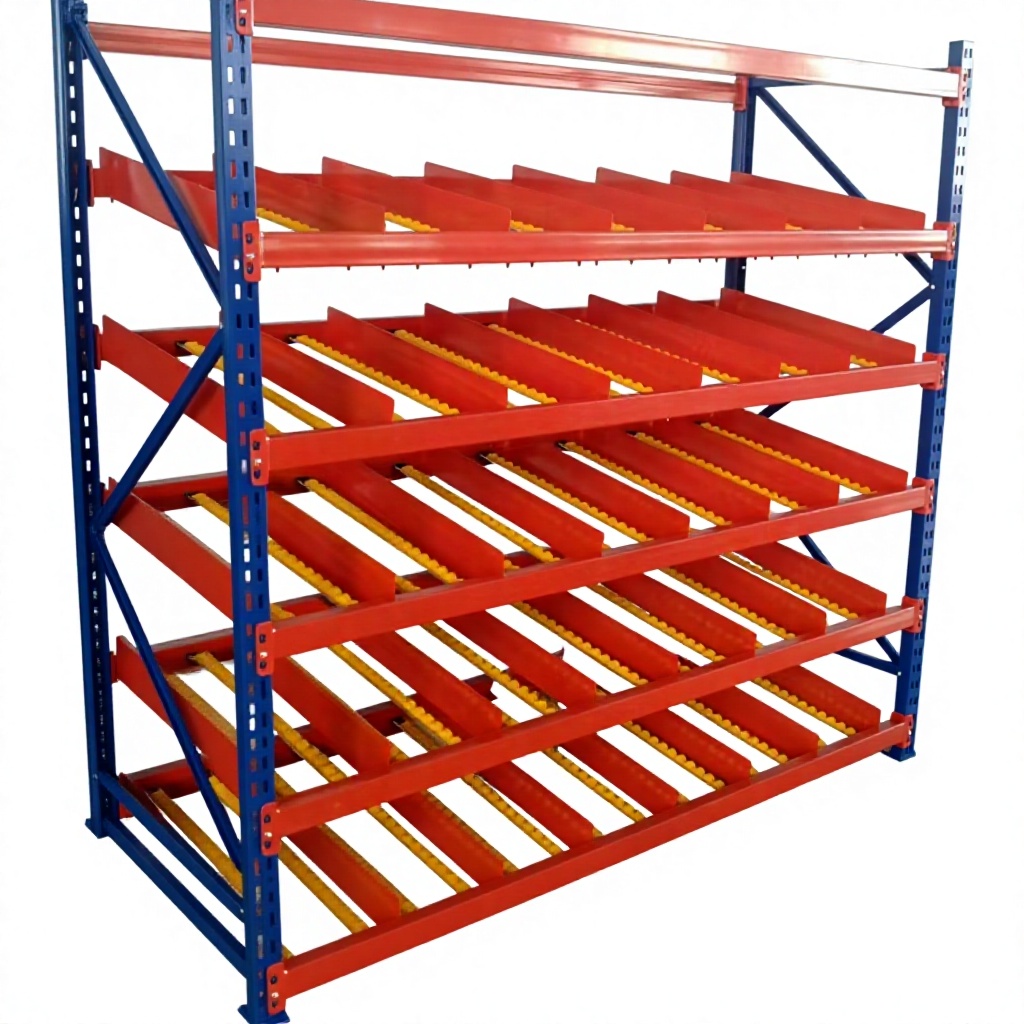 Gravity Carton Level Tilt Flow Rack FIFO Warehouse Roller with Cold-rolled Steel for Order Picking Assembly Line Storage