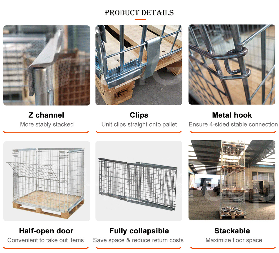 Multi-Functional Customizable Warehouse Storage Firewood Wire Mesh Metal Cage Container for Pallets