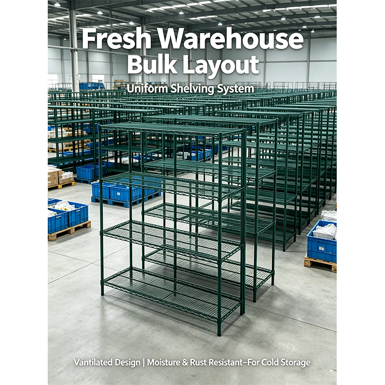 Heavy Duty Rust Resistant Steel Shelves Industrial Warehouse Storage Unit 6 Tier Wire Shelving Rack for Cold Storage
