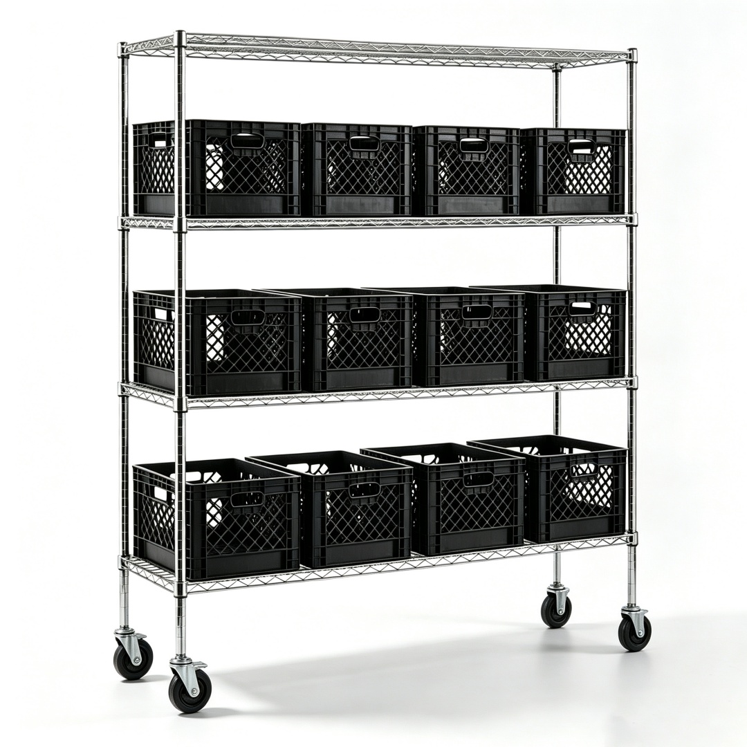 Commercial Warehouse Storage Rack Adjustable 4 Tiers Industrial Heavy Duty Galvanized Metal Wire Shelving