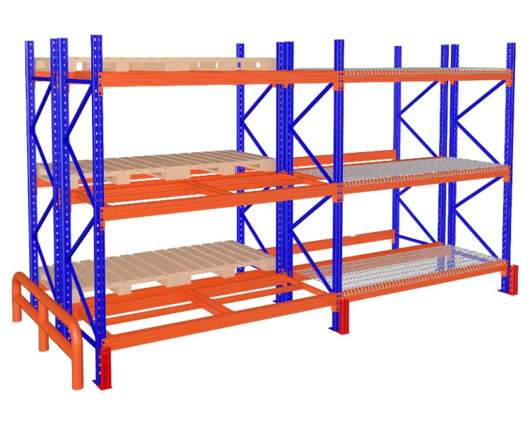 Q235 Steel Push Back Pallet Racking with Roller Track Heavy Load Pallet Rack System