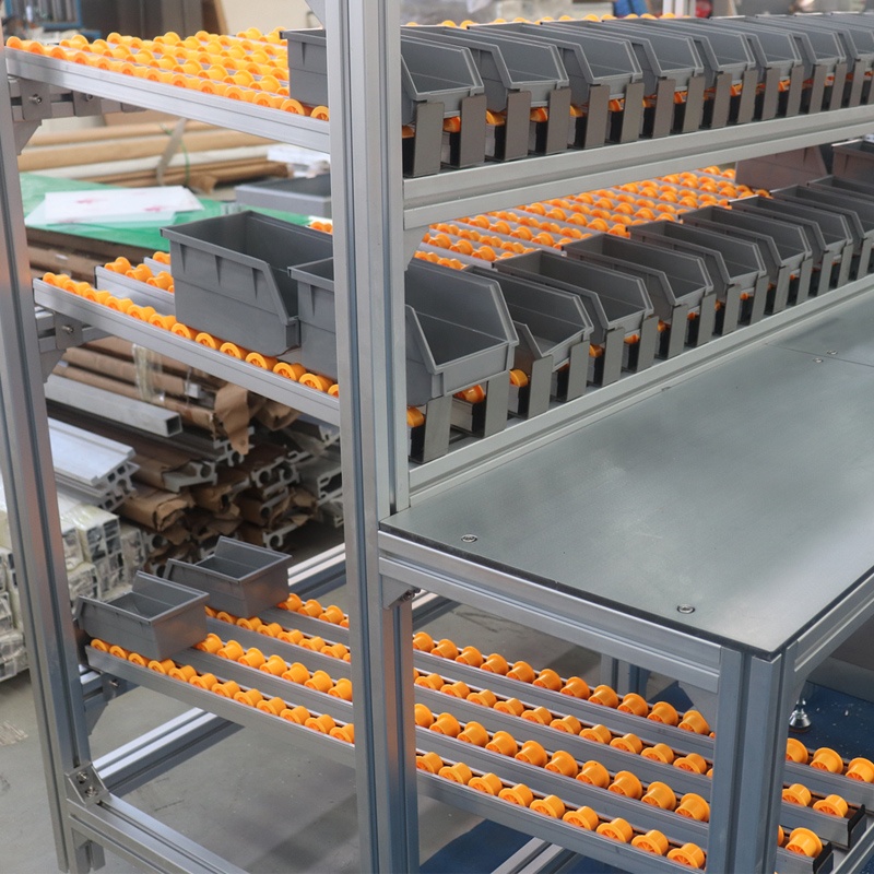 Industrial Cargo Picking Rack Roller Track, Gravity Flow Heavy Slide Rail with Guide Wheels for Workshop Cargo Unloading