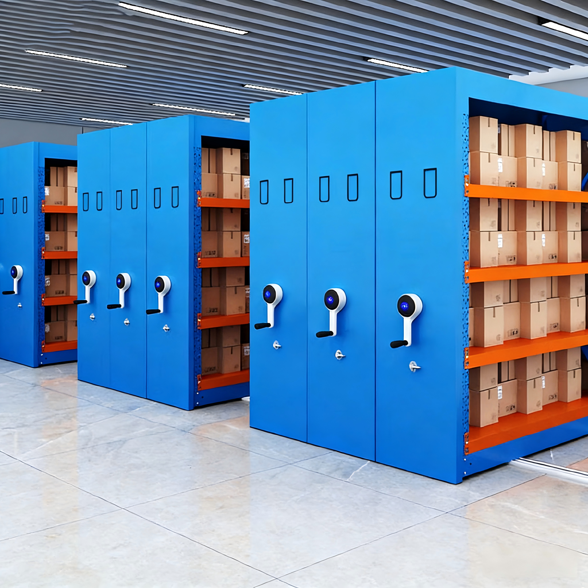 Custom Adjustable Mobile Shelving Unit-Industrial-grade Steel Electric Powered High Load Capacity for School &amp; Garage Storage