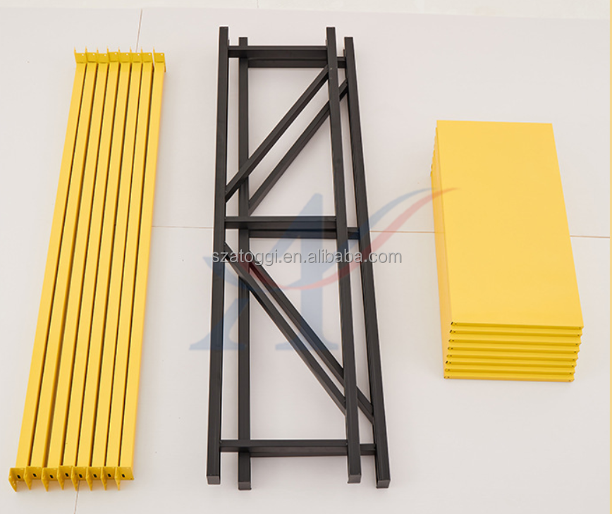 Custom Medium Duty Steel Shelving 200 Kg Layer Garage Black Yellow 4 Tier Powder Coated Industrial Warehouse Storage Metal