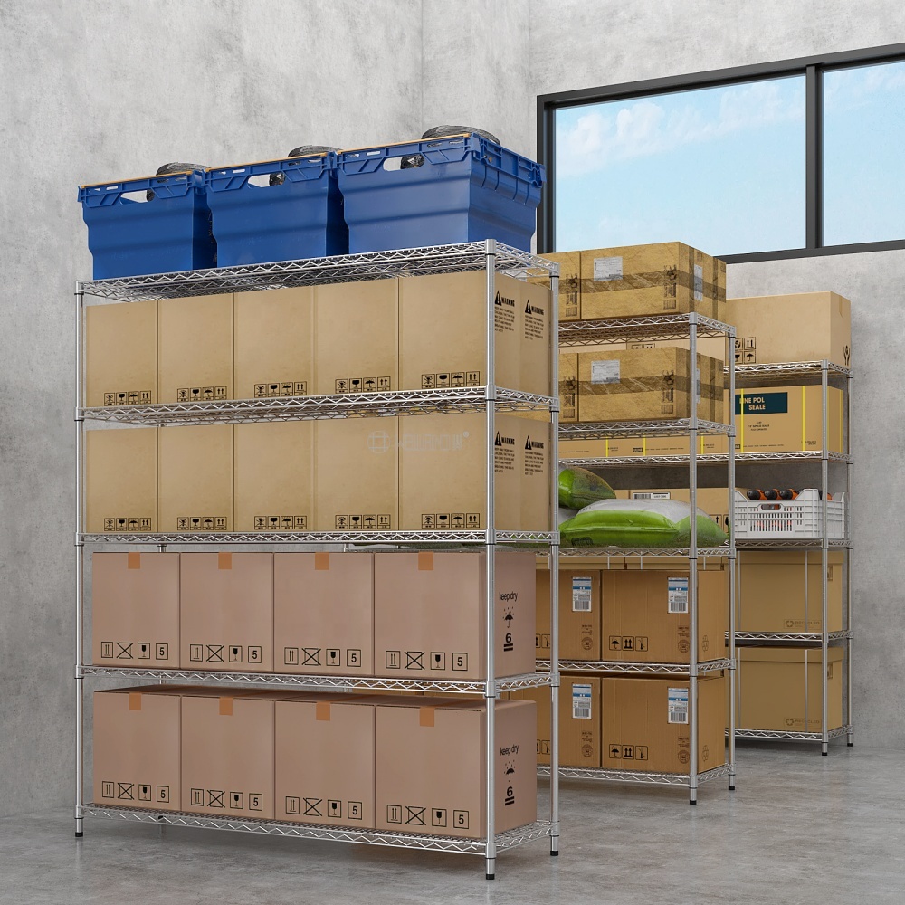 Commercial Storage Shelves 800lbs Heavy Duty 5 Tiers Chrome Steel Metal Wire Shelving Unit Shelf Rack