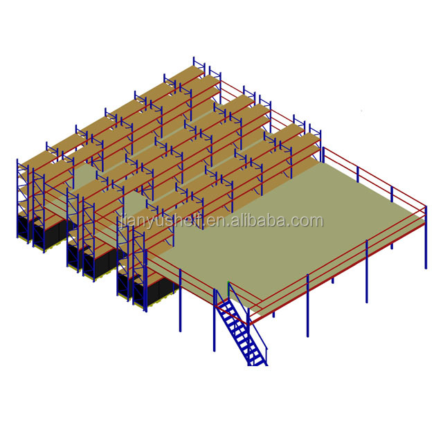 Prefabricated MezzanineTwo-Level Prefabricated Warehouse with Mezzanine Heavy Duty Shelving Rack
