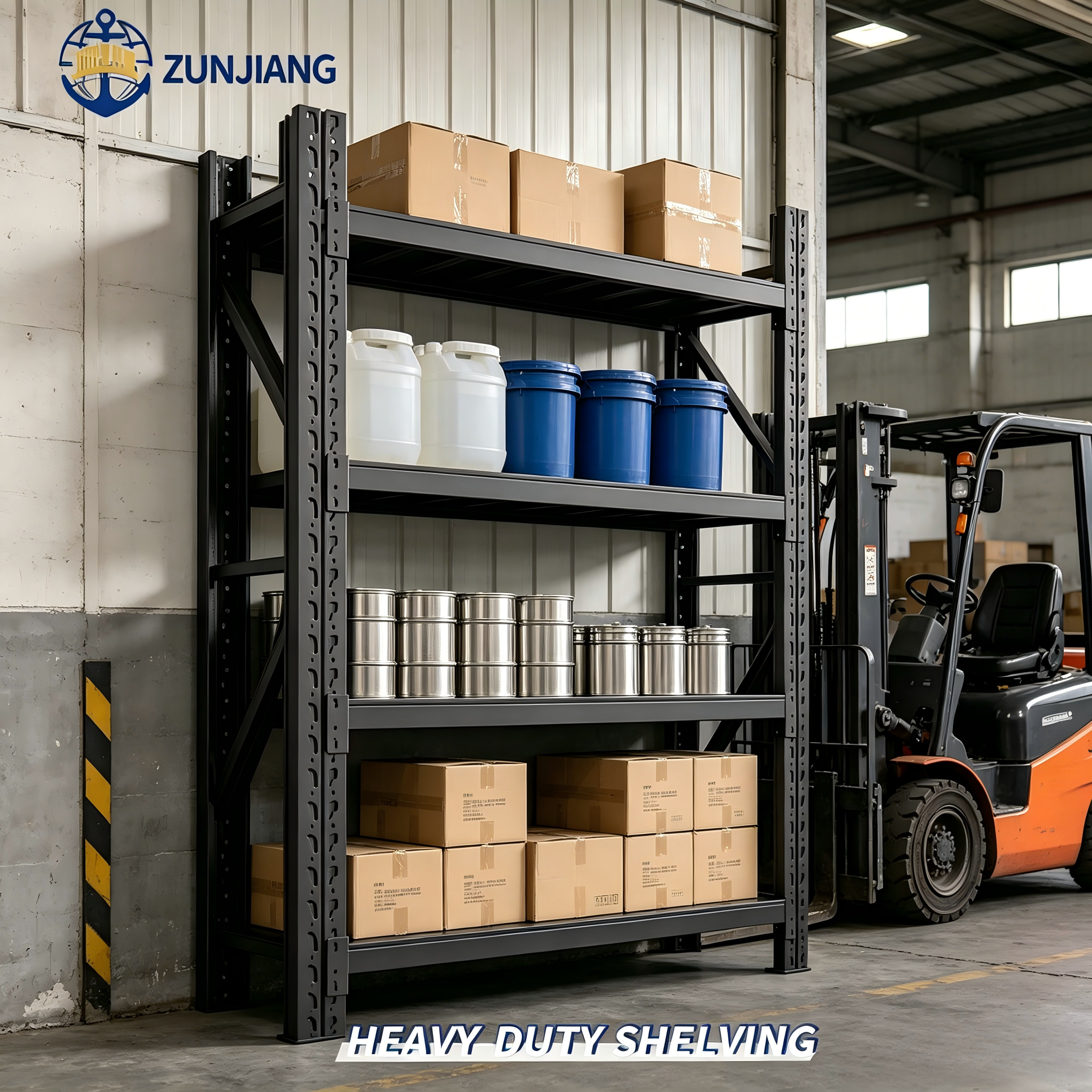 Factory Warehouse Storage Racks Adjustable 4 Tier Metal Shelving Units Heavy Duty Garage Shelves Racking