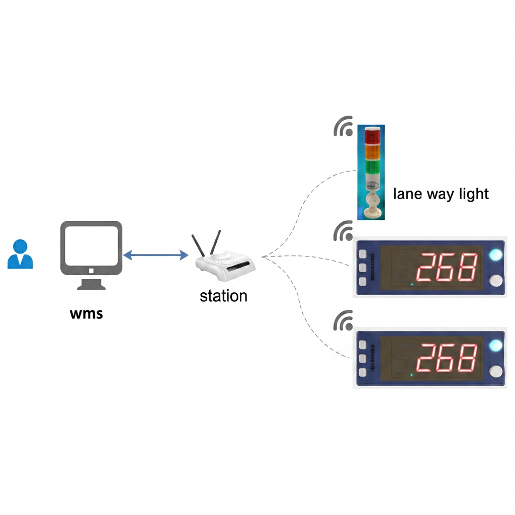 3-Digit Electronic Rack Tag RGB Indicator Light Touch Button Wired Power Picking to Light System 868MHz Warehouse Storage Module