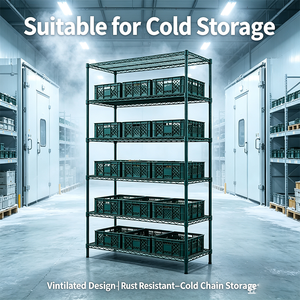 Heavy Duty Rust Resistant Steel Shelves Industrial Warehouse Storage Unit 6 Tier Wire Shelving Rack for Cold Storage