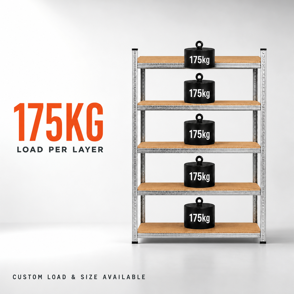 White 5 Tier Galvanized Steel Shelving Unit 175Kg Per Shelf Adjustable MDF Storage Rack For Garage Use