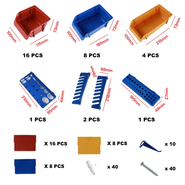 Factory Wholesale Wall Mounted Storage Bins Plastic Garage Rack Screw Storage Tool Organizers