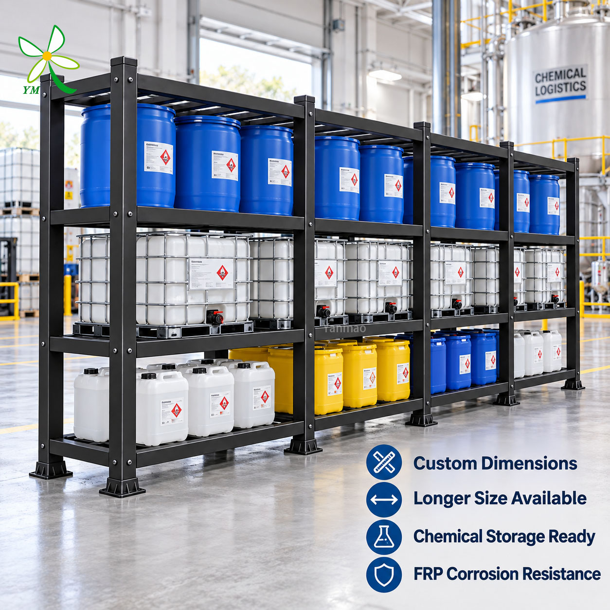 Custom Size Spare Parts Workshop MRO Storeroom Pultruded Lightweight Storage Shelving FRP Storage Rack Warehouse Rack
